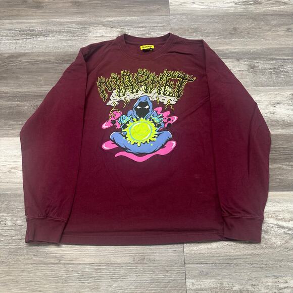 Market Smiley Alchemist Reaper Red Mens L Long Sleeve Graphic Streetwear T-Shirt - Picture 2 of 8